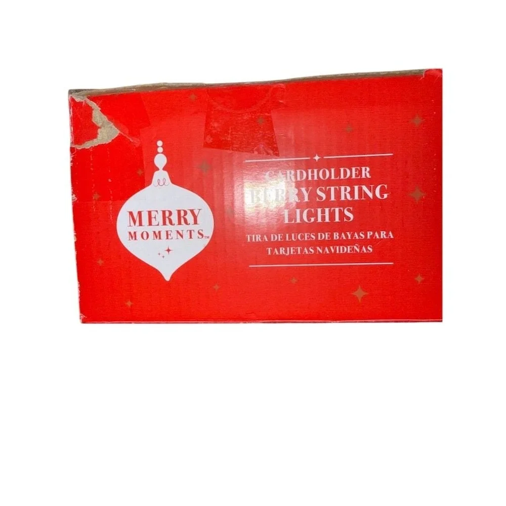 Collections Etc Merry Moments Cardholder Berry String Lights 5ft LED‎ Christmas